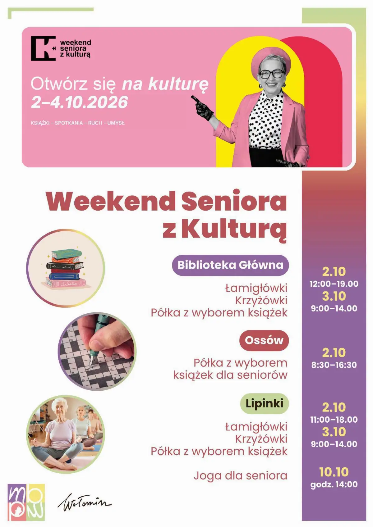 Weekend Seniora z Kulturą w Wołominie – wydarzenia 2–4 października