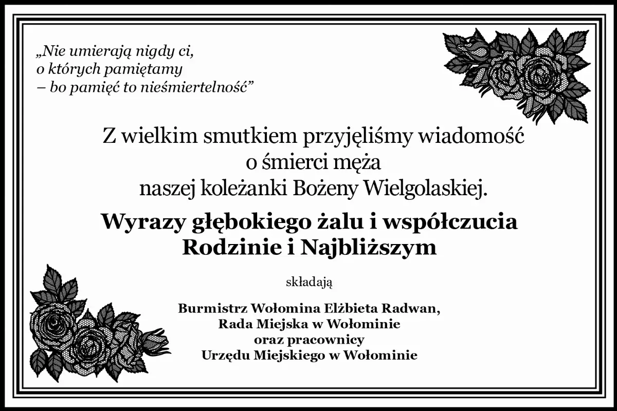 Zmarł mąż Skarbnik Gminy Wołomin