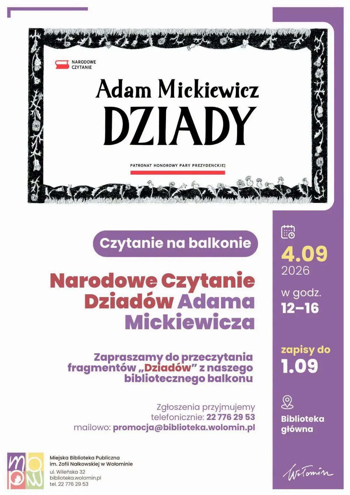 Narodowe Czytanie na Balkonie w Wołominie