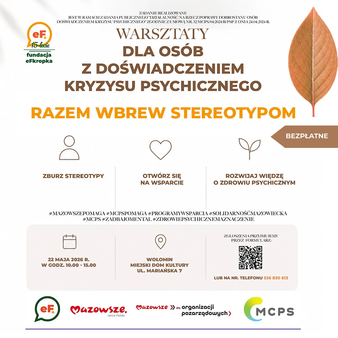 Bezpłatne warsztaty dla osób po kryzysie psychicznym w Wołominie