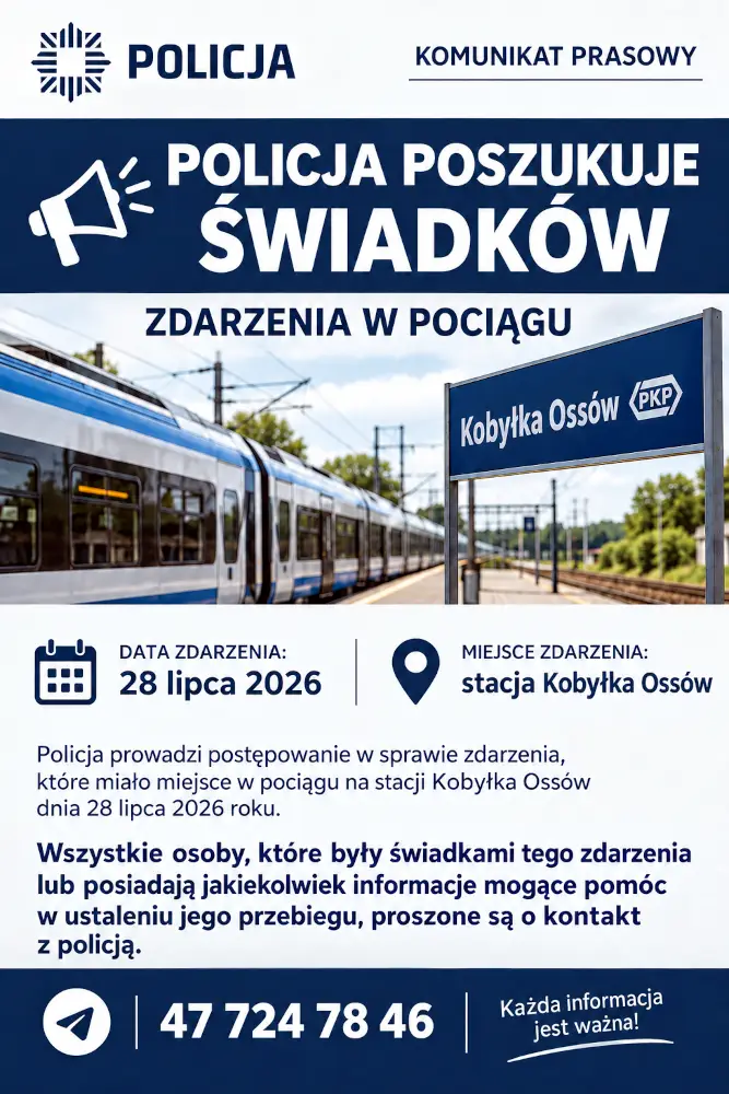 Poszukiwanie świadków incydentu w pociągu