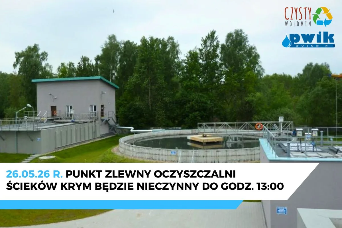Przerwa w funkcjonowaniu punktu zlewnego Oczyszczalni Ścieków Krym – 18 czerwca 2026